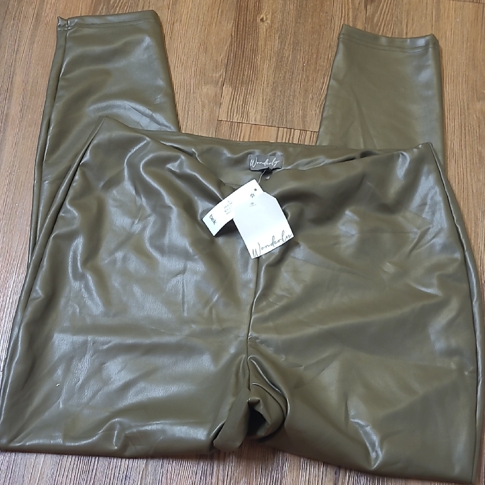 Wonderly Olive Faux Leather Pants